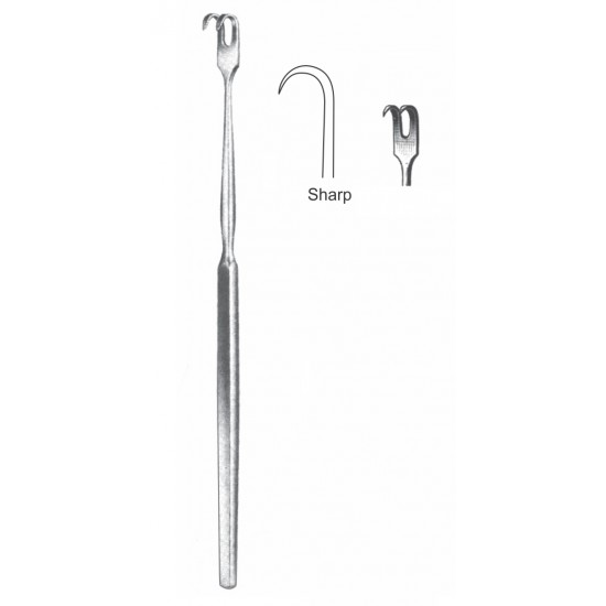 FINGER RETRACTOR 2-PRONG SHARP 16.5CM