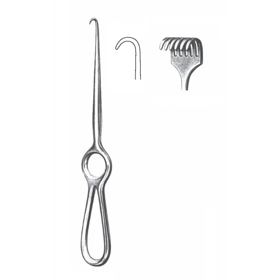 VOLKMAN RETRACTOR 6-PRONG SEMI SHARP 22CM