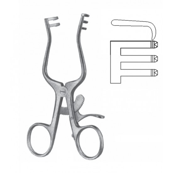 WEITLANER-LOCKTITE SELF RETAINING RETRACTOR 2X3 PRONG SHARP 10CM