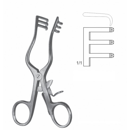 WEITLANER-WULLSTEIN SELF RETAINING RETRACTOR 3X3 PRONG SHARP 13CM