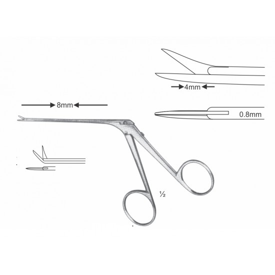 BELUCCI MICRO EAR SCISSOR CVD UP. 4*0.8MM, 8CM SHAFT