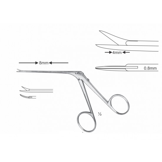 BELUCCI MICRO EAR SCISSOR CVD RIGHT. 4*0.8MM, 8CM SHAFT