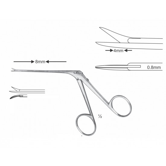 BELUCCI MICRO EAR SCISSOR CVD LEFT. 4*0.8MM, 8CM SHAFT